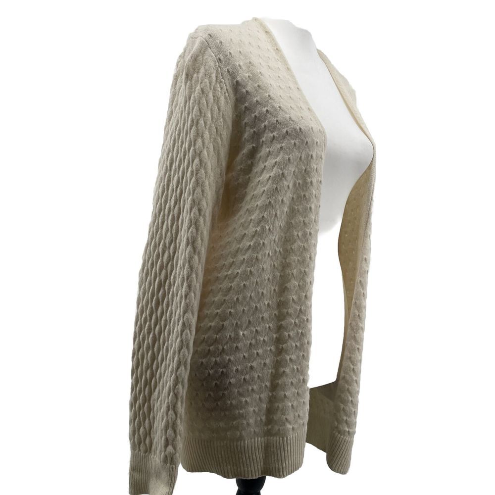 LOFT Cardigan Sweater Womens Medium Cream Cottagecore Wool Blend Pockets *READ